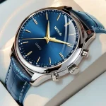Fashion Male Clock Mens Casual Wristwatch Elegant Blue Quartz Leather Strap Watches Clock Gift Masculino Relogio Reloj Hombre - Image 2