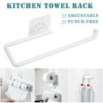 Punch Free Kitchen Paper Roll Holder Towel Hanger Rack Bar Cabinet Rag Hanging Bathroom Organizer Tools - Image 2