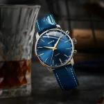 Fashion Male Clock Mens Casual Wristwatch Elegant Blue Quartz Leather Strap Watches Clock Gift Masculino Relogio Reloj Hombre - Image 3