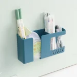 2 In 1 Wall-mounted Mobile Phone Remote Control Storage Box Multifunctional Punch-free Storage Rack Wall Debris Storage Holders - Image 2